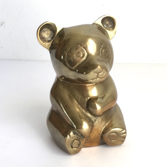Vintage Other - Vintage Brass Panda Bear Teddy Bear Statue